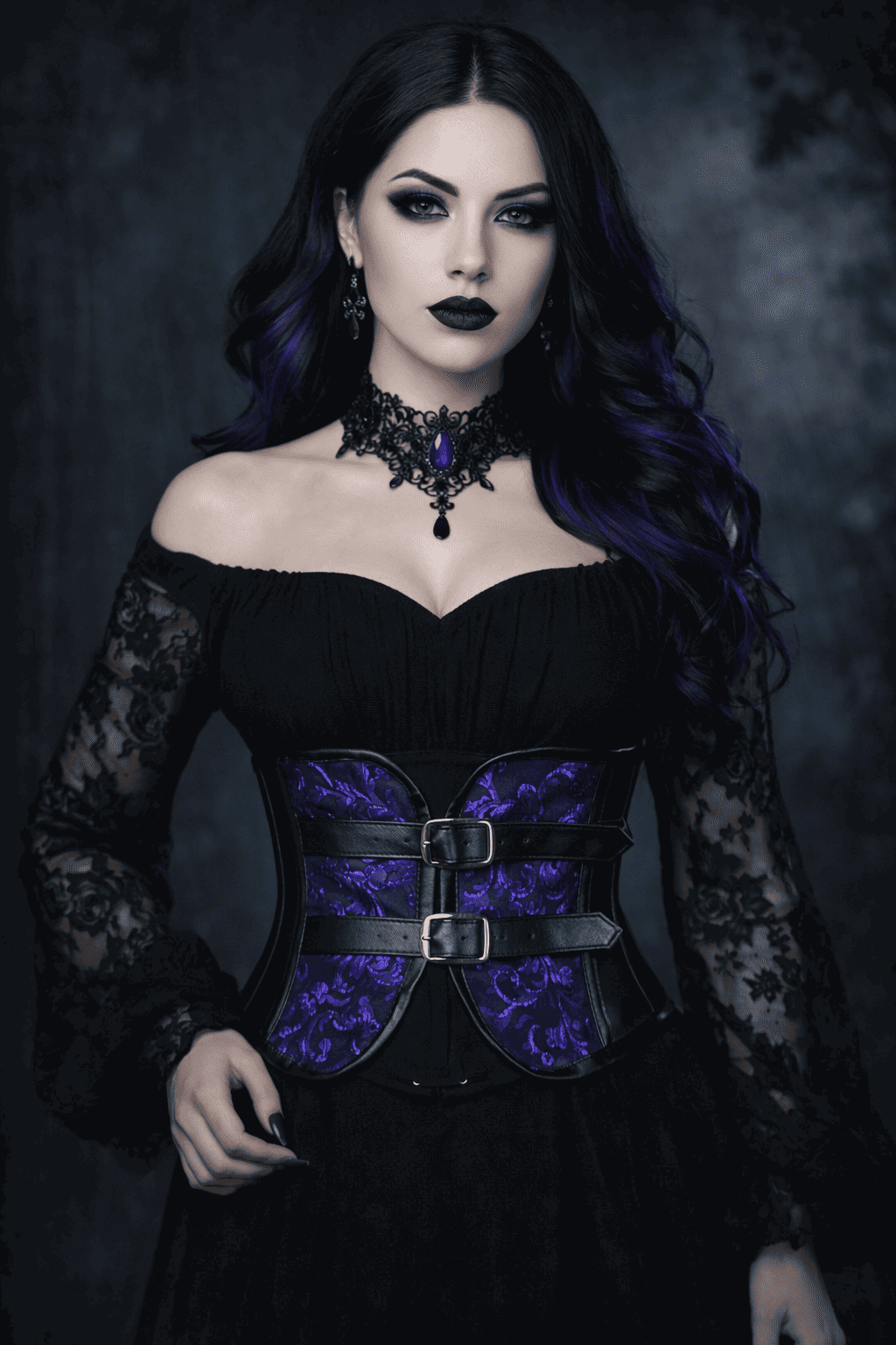 Purple Short torso corset Belt - waist cincher