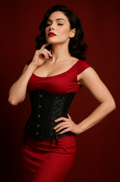 Black Satin Corset Top- Modern Design