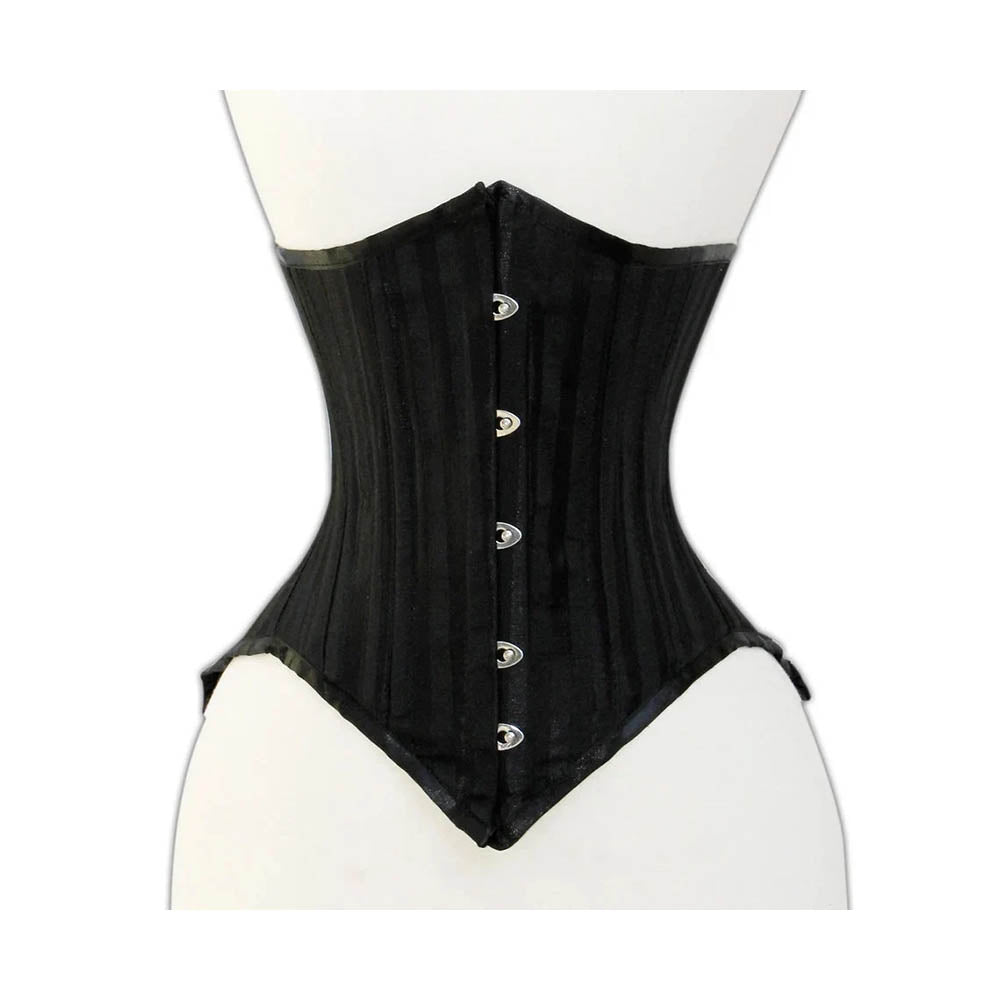 Emma Black Satin Underbust Steel Boned Corset