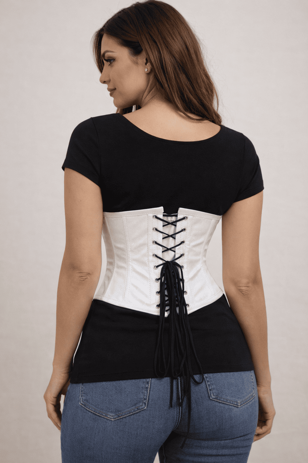 Shiny White Waist Cincher - Short torso Waist Trainer