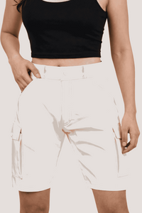 Womens Red PVC Cargo Shorts with Back Pockets