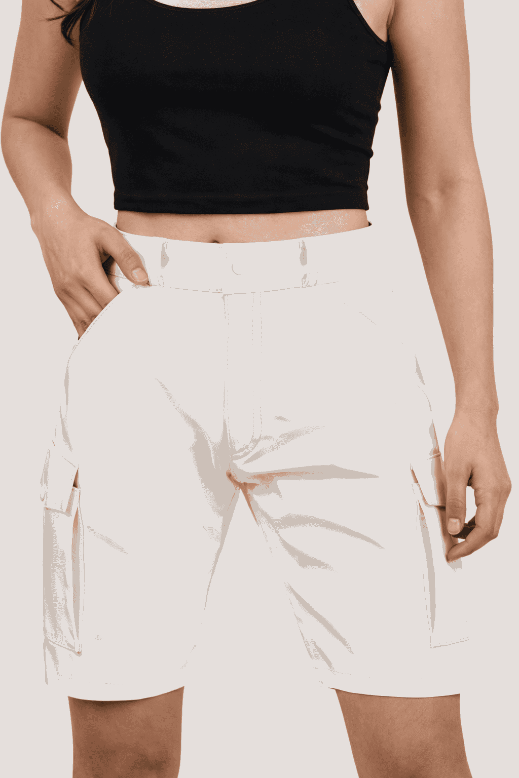 Womens Red PVC Cargo Shorts with Back Pockets