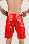 Men's White PVC Cargo Shorts – Shiny Vinyl Look with Back Pockets