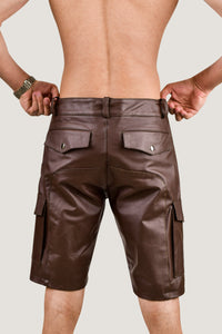 Men's Black Real Leather Cargo Shorts – Premium Handcrafted Fit with Side Pockets (Copy)