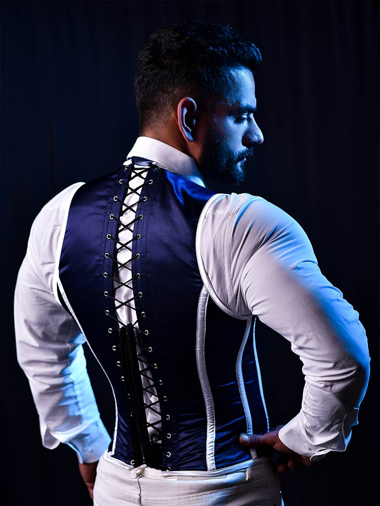 Men corset vest - Satin Male Corset