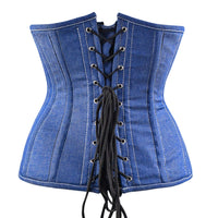 Blue Denim corset top - Under Bust Corset Front Zip