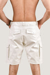 Men's White PVC Cargo Shorts – Shiny Vinyl Look with Back Pockets