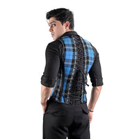 Mens Blue Tartan Corset Vest