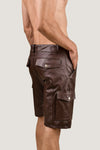 Men's Black Real Leather Cargo Shorts – Premium Handcrafted Fit with Side Pockets (Copy)