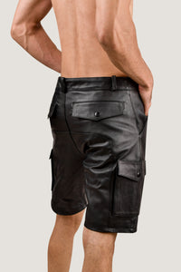 Men's Black Real Leather Cargo Shorts – Premium Handcrafted Fit with Side Pockets (Copy)