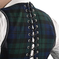Mens Green & Blue Tartan Corset Vest