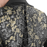 Mens Black & Gold Brocade Corset Vest with Heart Design