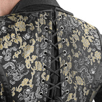 Mens Black & Gold Brocade Corset Vest with Heart Design