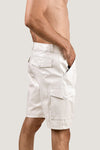 Men's White PVC Cargo Shorts – Shiny Vinyl Look with Back Pockets