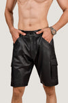 Men's Black Real Leather Cargo Shorts – Premium Handcrafted Fit with Side Pockets (Copy)