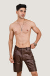 Men's Black Real Leather Cargo Shorts – Premium Handcrafted Fit with Side Pockets (Copy)