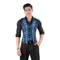 Mens Blue Tartan Corset Vest