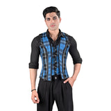 Mens Blue Tartan Corset Vest
