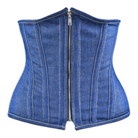 Blue Denim corset top - Under Bust Corset Front Zip