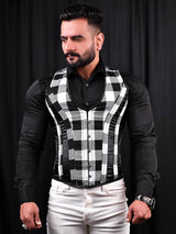 Tartan Men Corset Vest