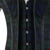 Mens Green & Blue Tartan Corset Vest