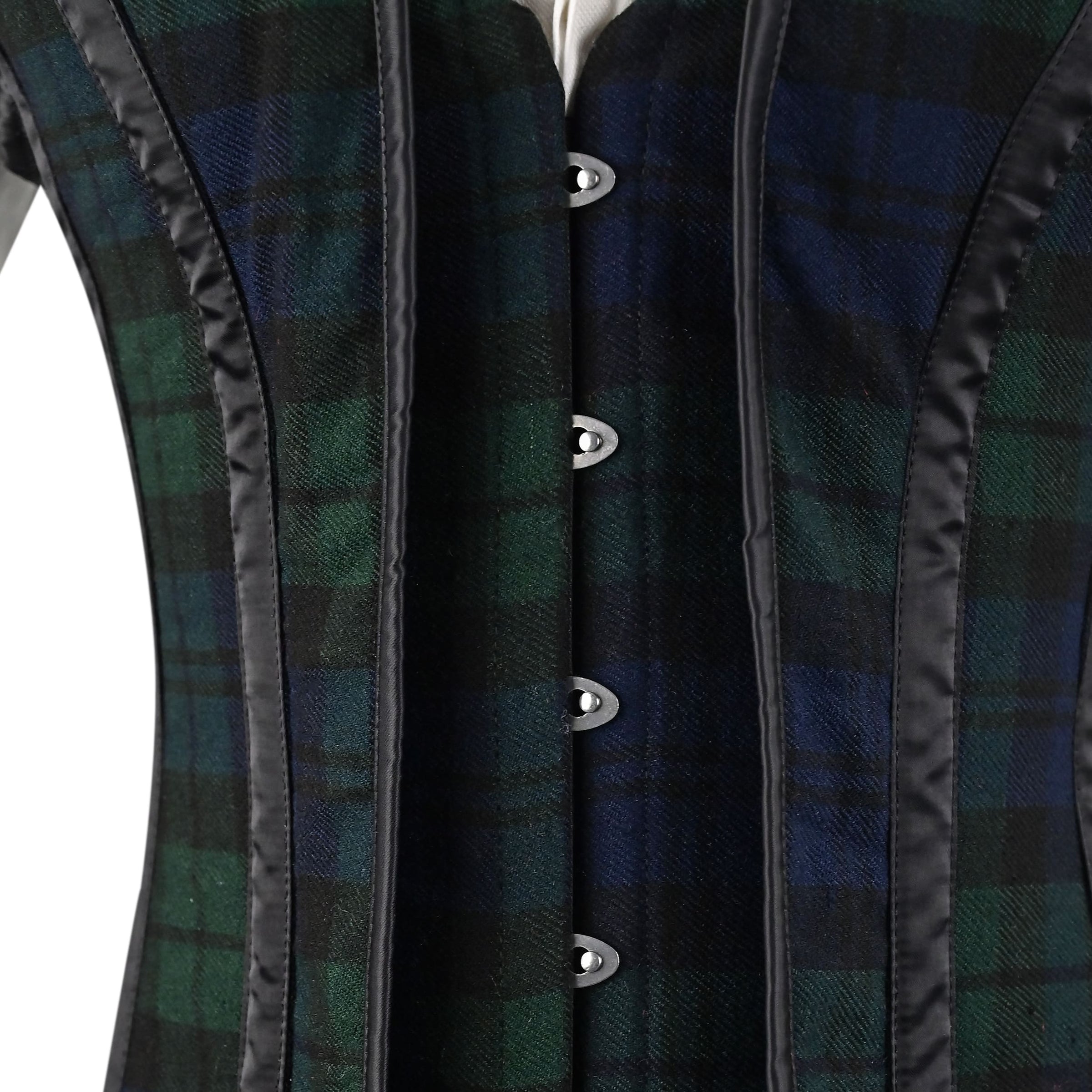 Mens Green & Blue Tartan Corset Vest