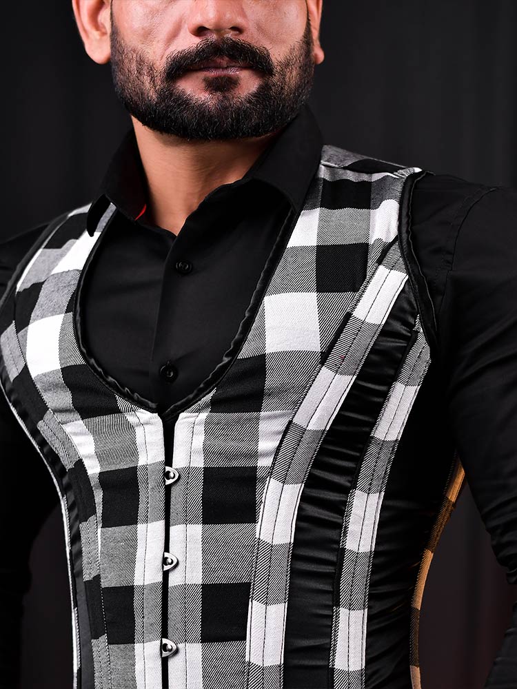 Tartan Men Corset Vest