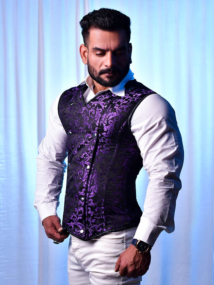 Men corset vest - Brocade Vest Corset