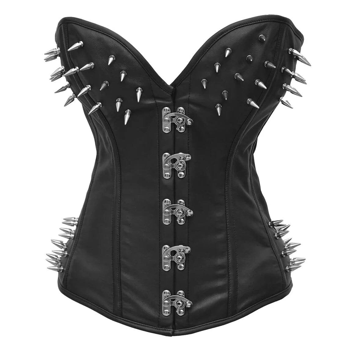 Black Waist slimming Corset Lace Up Overbust Sexy Faux Leather PVC Corsets  Bustiers Steampunk