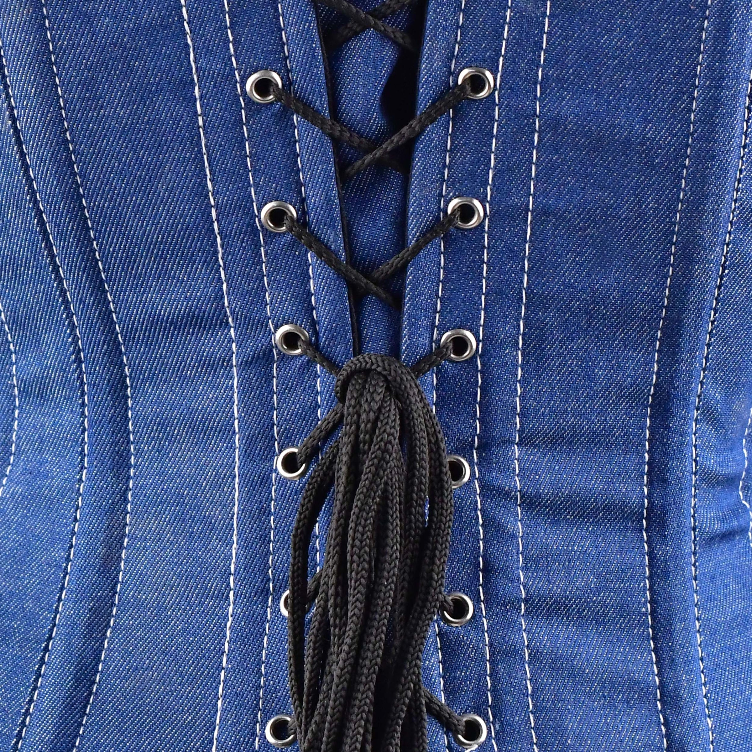 Blue Denim corset top - Under Bust Corset Front Zip