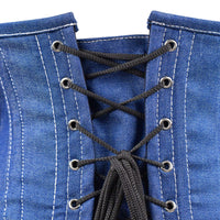 Blue Denim Waist Cincher – Waist Trainer Corset with Front Zip