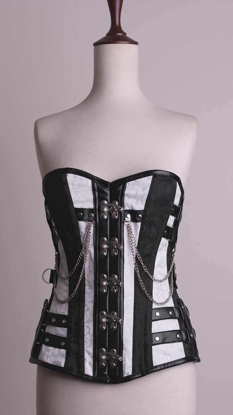 Black and white corset Top - Laced Corset