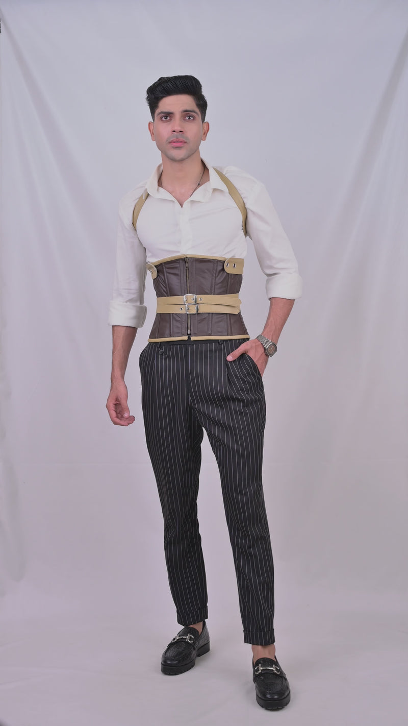 Brown Leather Corset With Shoulder Harness