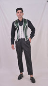 Green & White Satin Male Corset Vest