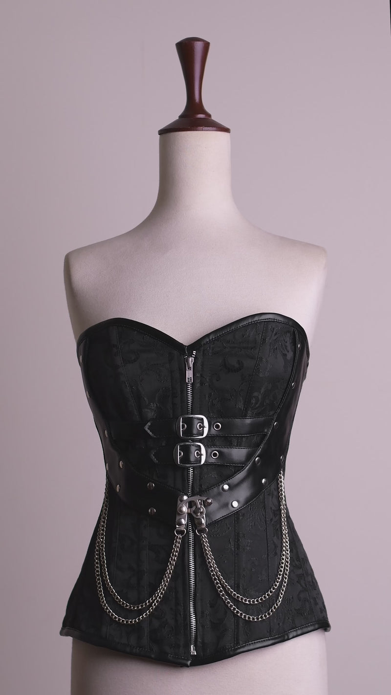 Black corset top plus size - Brocade Corset