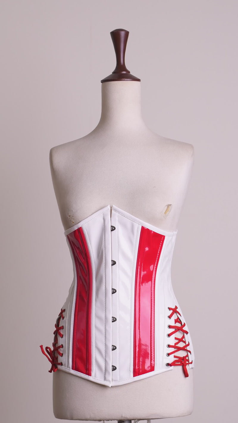 Red and white corset Top - Laced Corset