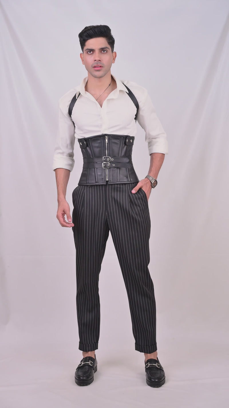 Black Underbust Corset With  Shoulder Harness