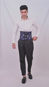 Navy Blue Satin Men  Waist Cincher