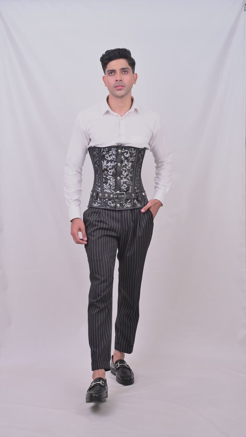 Black Mens Underbust Corset - Waist Trainer