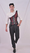 Red Brocade Corset with Shoulder Strap