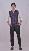 Purple Brocade Male Corset Vest