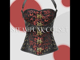 Red and black steampunk corset - Over the Bust Corset