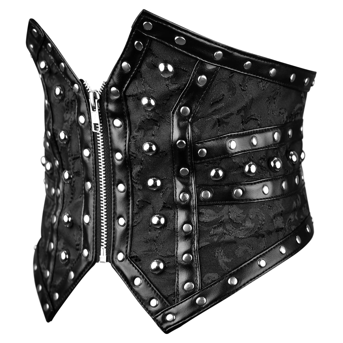 Black Corset Belt with Front Zipper - Waist Trainers