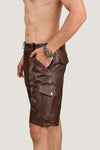 Men's Black Real Leather Cargo Shorts – Premium Handcrafted Fit with Side Pockets (Copy)