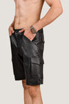 Men's Black Real Leather Cargo Shorts – Premium Handcrafted Fit with Side Pockets (Copy)