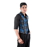 Mens Blue Tartan Corset Vest