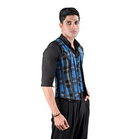 Mens Blue Tartan Corset Vest