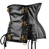 Black Under Bust Leather Corset For Men