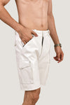 Men's White PVC Cargo Shorts – Shiny Vinyl Look with Back Pockets