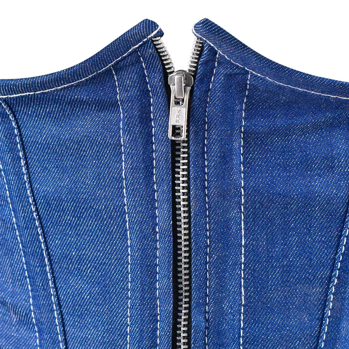 Blue Denim corset top - Under Bust Corset Front Zip